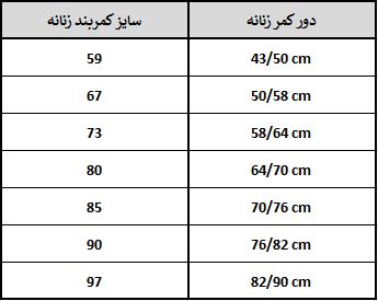 سایز کمربند زنانه